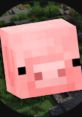 Pink pixelated pig character from Minecraft against a dark background, showcasing its cute and blocky design.