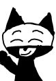 Cute black and white cartoon cat character with a smiling face, perfect for digital art projects and tablet illustration.