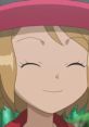 Serena from Pokémon XYZ smiling warmly in a vibrant outdoor setting, showcasing her cheerful personality and love for adventure.