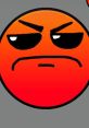 Angry red emoji with black eyes and furrowed brow, capturing intense emotion, perfect for "Rock On The Ground V1" themes.