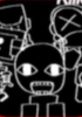 Abstract characters with exaggerated features from "Die of Death OST," set against a dark background, conveying a unique artistic style.
