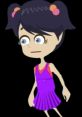 Penelope from Gabe The Slacker wearing a vibrant purple dress, showcasing her distinct animated style and expressive eyes.
