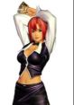 Rio Rollins Tachibana from DOA Paradise striking a pose in a stylish black outfit with a playful fan in hand.