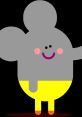 Happy's Mum from Hey Duggee, a cheerful character with gray fur and yellow pants, waving and smiling warmly.