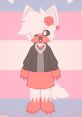 Cute character design featuring a furry styled avatar with a flower, pearl necklace, and casual attire on a pastel background.