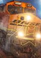 Powerful freight train engine, model number 4237, showcasing its distinctive train horn and headlights in a stormy setting.