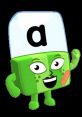 Friendly green Alphablock character "a" with a bandage, promoting early literacy and alphabet learning in fun ways.