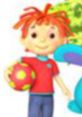 Will from "Everything's Rosie" smiles while holding a colorful ball, showcasing his playful and friendly character.