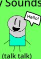 Boy 537 character with a cheerful expression saying "Hello!" on a bright green background, representing fun sounds.