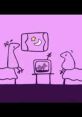 Two cartoon birds watching TV in a cozy, purple room with whimsical decor, reflecting a playful atmosphere.