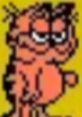 Cartoon character Wise Guy with orange fur and a cheeky expression against a bright yellow background, showcasing humor and charm.