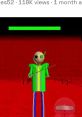 SAM BALDI character in a colorful outfit stands against a red background, holding a stick, ready for action in a game.