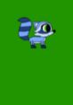 Playful blue raccoon character from "Ruby The Raccoon," set against a vibrant green background. Perfect for kids' animation!