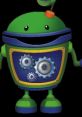Bot from Team Umizoomi, featuring gears on a blue background, helps kids solve problems with math and teamwork skills.