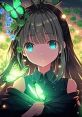 Enchanting girl surrounded by glowing butterflies and flowers, capturing a magical moment of nature and wonder.