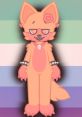 Chompy Chumpy character with pink fur, playful expression, and trendy accessories against a colorful background.