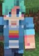 Minecraft character with teal hair and rainbow-striped shirt, showcasing vibrant pixel art style inspired by Dangthatsalongname.