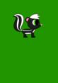 Cute cartoon skunk character, Simon the Skunk, against a vibrant green background; part of 7 Woodland Animals series.