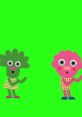 Two colorful animated characters with surprised expressions on a bright green background, making them eye-catching and engaging.