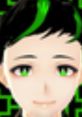 Character with vibrant green hair and eyes, set against a tech-inspired background, embodying Codeerr's innovative spirit.
