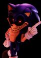 Sinister cartoon character with glowing red eyes and a wicked grin, inspired by creepy game aesthetics.