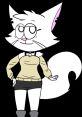 Wenda Retake character featuring a playful white cat girl with big eyes, charming outfit, and a fluffy tail against a black background.
