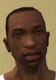 Close-up of CJ from GTA San Andreas, showcasing expressive features and iconic design from the game series.