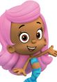Molly from UK Dub, featuring Abriella Bierer, smiles joyfully with her vibrant pink hair and playful personality.