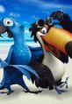 Rafael and Blu from Rio 1 enjoying a sunny day on the beach, showcasing friendship and adventure in the film.