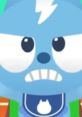 Angry blue cartoon character with lightning bolt hair, featuring a badge, perfect for Meowyeow (Donaldducc) fans.