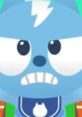 Angry blue character from Meowyeow (Scream) with fierce expression, ready to take action in a vibrant animated scene.