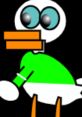 Colorful cartoon duck with a green shirt and orange beak, showcasing a playful and vibrant character design.