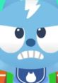 Dramatic Chip character with a fierce expression, featuring blue fur and a lightning bolt on its head, ready for adventure.