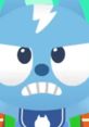 Blue animated character with a determined expression, representing the Crepe Meowyeow AI song generator's playful vibe.