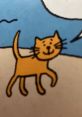 Playful cartoon cat with a smiling expression, bright orange fur, and a curvy tail, perfect for Catman themes.