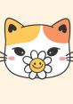 Cute cat face with a daisy and smiley, embodying the playful spirit of Daisy's Buttons collection. Perfect for kids’ designs.