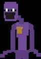 Pixel art of a mysterious purple character with a menacing expression, commonly known as Purple Guy from Five Nights at Freddy's.