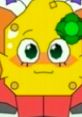 Cheerful yellow character with green decoration, ready for adventure in a colorful animated setting. Fun and vibrant design.