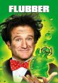 Robin Williams holding Flubber, the green goo, on a vibrant green background, capturing the whimsical essence of the 1997 film.