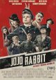 Jojo Rabbit movie poster featuring a cast led by Roman Griffin Davis, showcasing themes of humor and WWII satire.