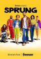Cast of Freevee's 'Sprung' (2022) showcasing quirky characters against a vibrant yellow background.
