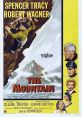 Vintage movie poster for "The Mountain" (1956), featuring Spencer Tracy and Robert Wagner in a dramatic alpine setting.