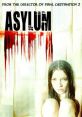 Terrifying scene from "Asylum" (2008) featuring a woman in distress amidst dark, bloody backgrounds. Horror film poster.