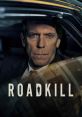 Intense close-up of a man in a car, featuring the title "Roadkill" prominently, representing the 2020 political drama series.