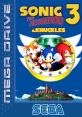 Cover art for Sonic 3 featuring Sonic, Tails, and Knuckles against a vibrant blue background. Classic Sega Mega Drive design.