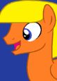 Colorful pony character with a yellow mane and blue background, embodying the spirit of Captain Ponyboy’s adventures.