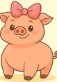 Cute cartoon pig with a pink bow, representing Mina Curlwillow's playful and charming character. Ideal for children’s themes.