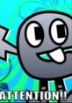 Stylized character "Euler" from Bfb with a playful expression, emphasizing attention with vibrant background colors.