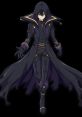 Mysterious character Cid in a dark, cloaked outfit, exuding an aura of power and intrigue in a fantasy world.