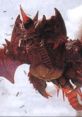 Flying form Destroyah soaring through the sky, showcasing its fierce features and iconic red wings.